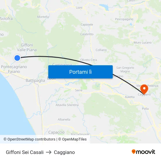 Giffoni Sei Casali to Caggiano map