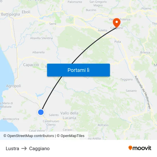 Lustra to Caggiano map