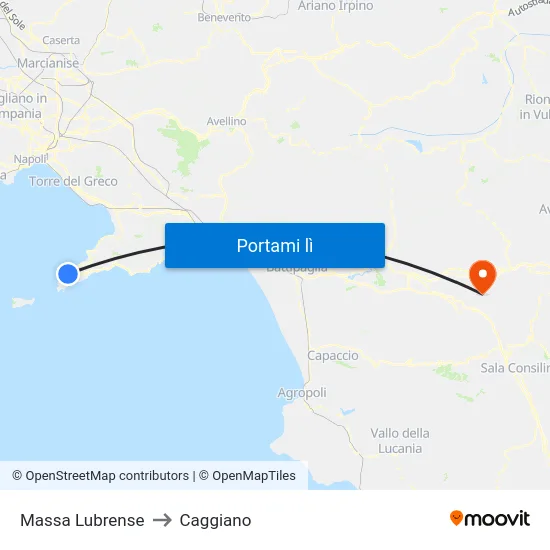 Massa Lubrense to Caggiano map