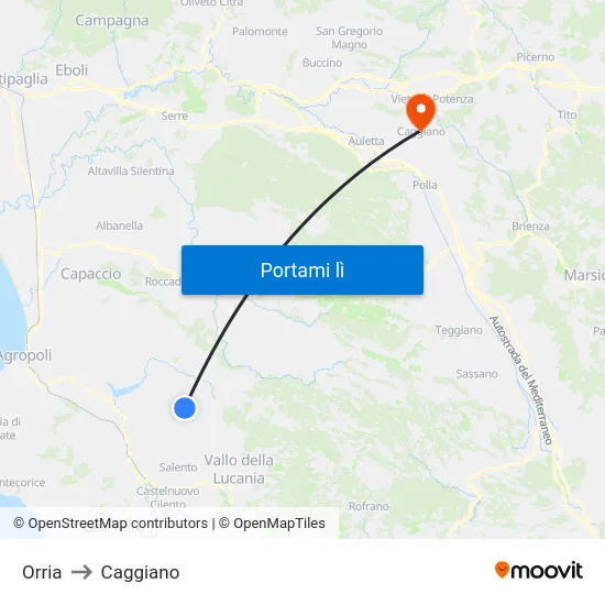 Orria to Caggiano map