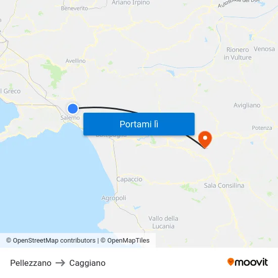 Pellezzano to Caggiano map
