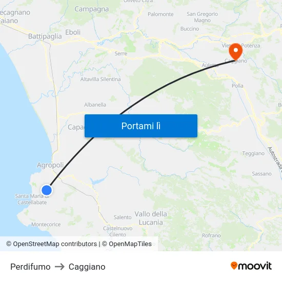 Perdifumo to Caggiano map