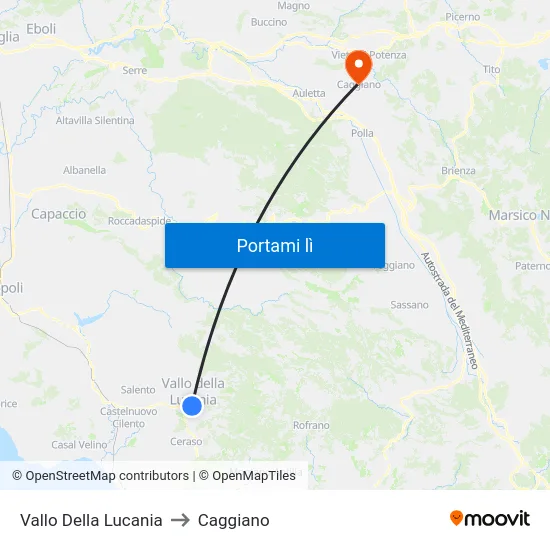Vallo Della Lucania to Caggiano map