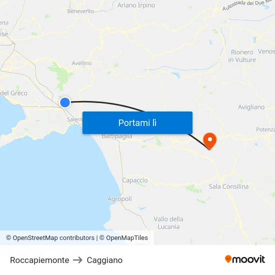 Roccapiemonte to Caggiano map
