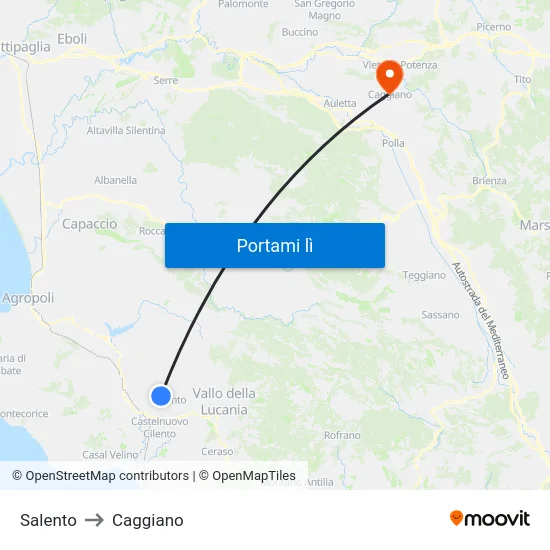 Salento to Caggiano map