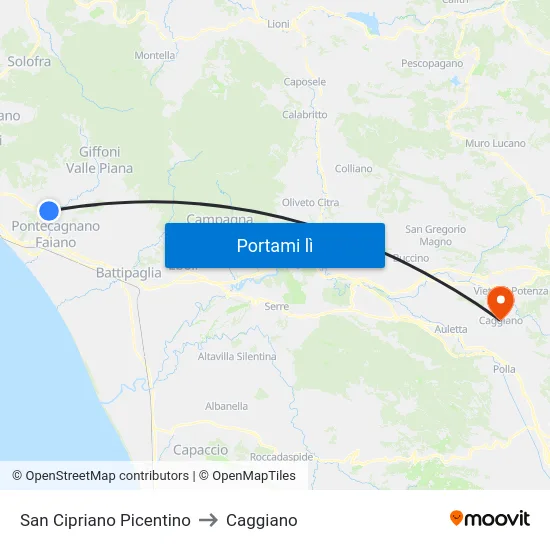 San Cipriano Picentino to Caggiano map