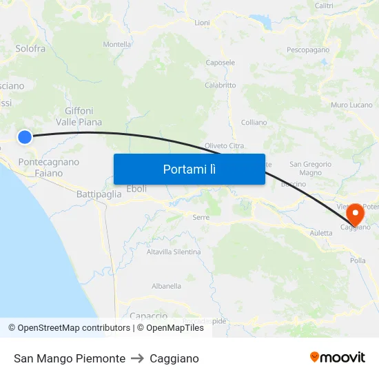 San Mango Piemonte to Caggiano map
