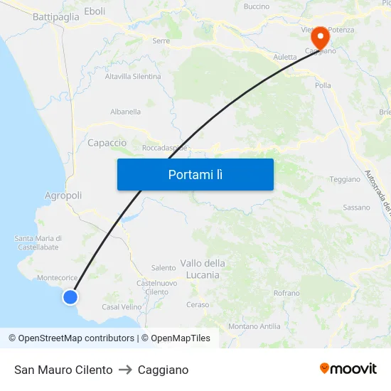 San Mauro Cilento to Caggiano map
