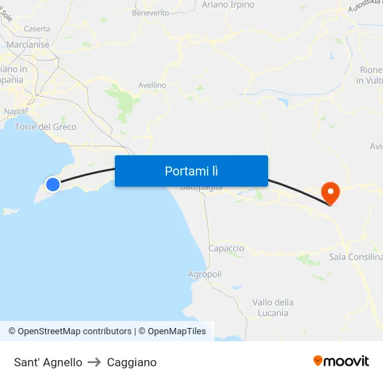 Sant' Agnello to Caggiano map