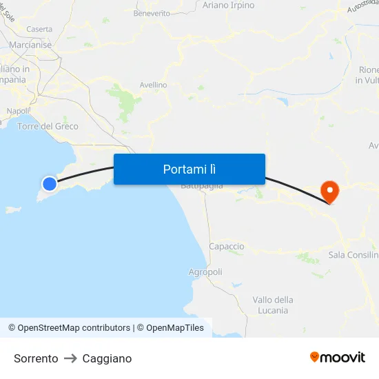 Sorrento to Caggiano map