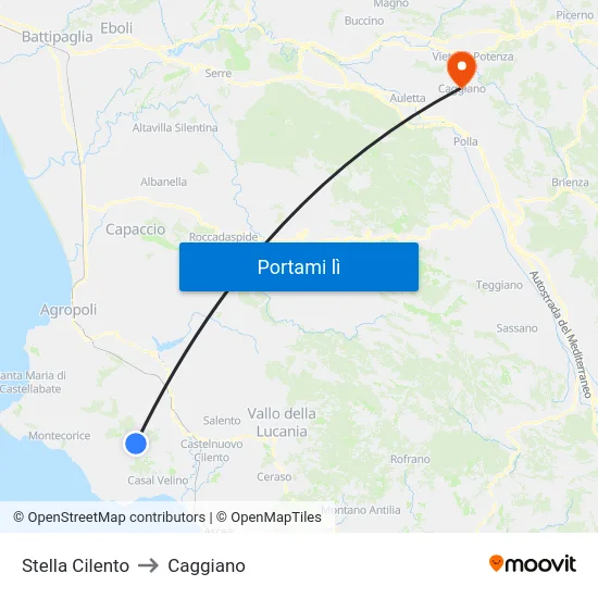 Stella Cilento to Caggiano map