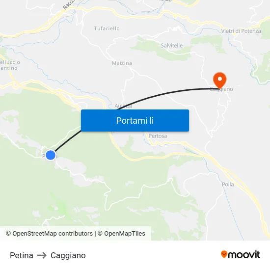 Petina to Caggiano map