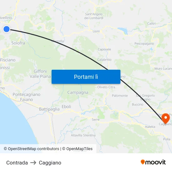 Contrada to Caggiano map