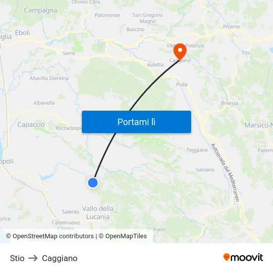 Stio to Caggiano map