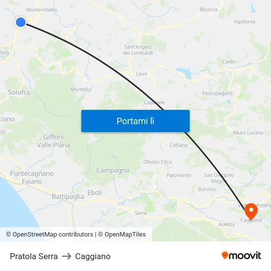 Pratola Serra to Caggiano map
