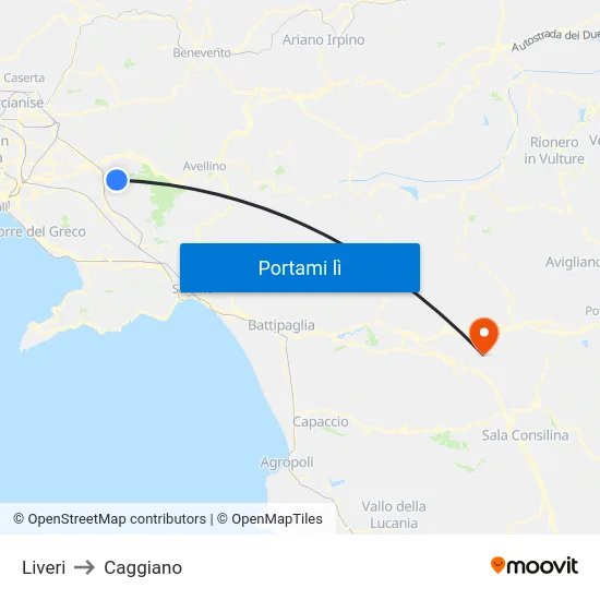 Liveri to Caggiano map