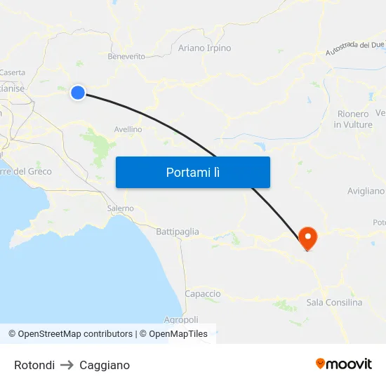 Rotondi to Caggiano map