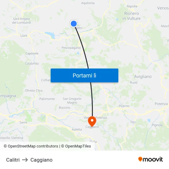 Calitri to Caggiano map