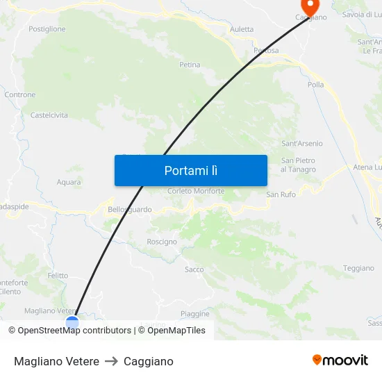 Magliano Vetere to Caggiano map