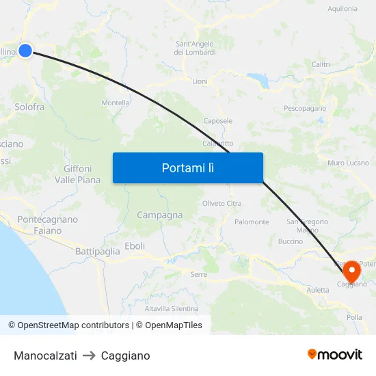 Manocalzati to Caggiano map