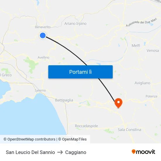San Leucio Del Sannio to Caggiano map