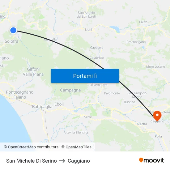San Michele Di Serino to Caggiano map