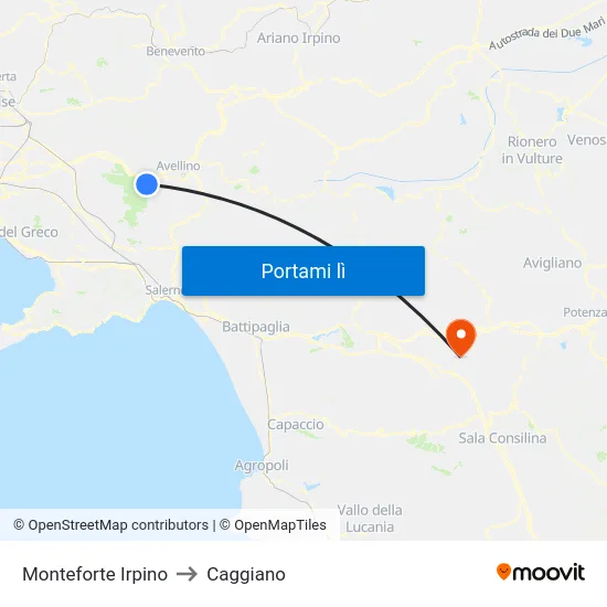 Monteforte Irpino to Caggiano map