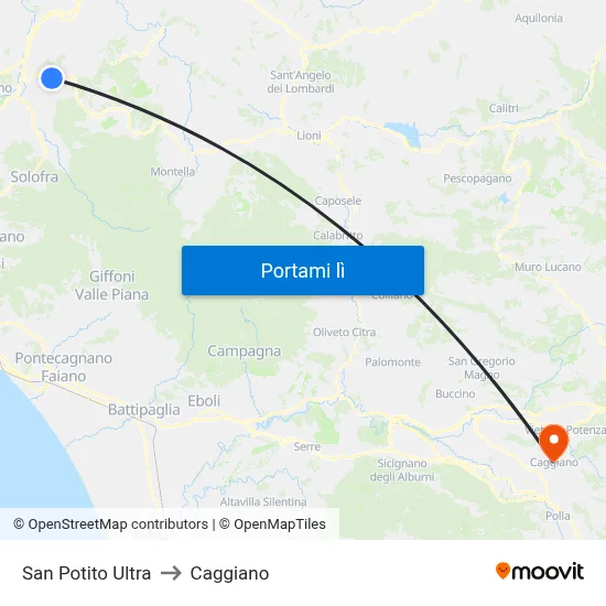 San Potito Ultra to Caggiano map