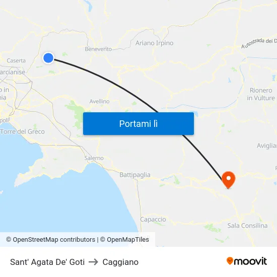 Sant' Agata De' Goti to Caggiano map