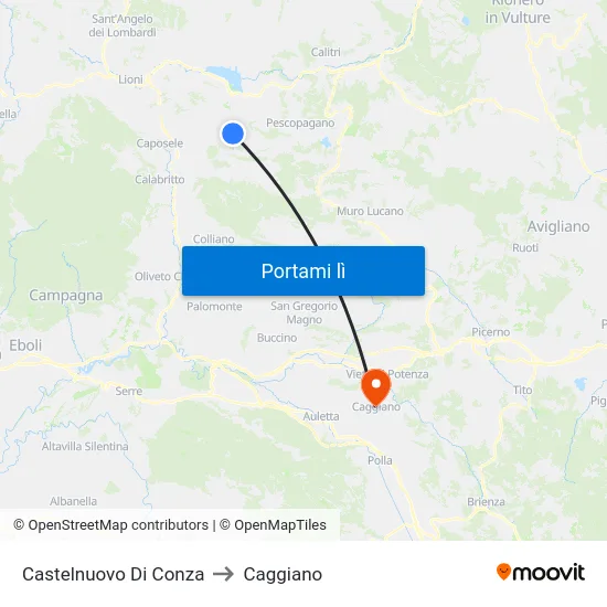 Castelnuovo Di Conza to Caggiano map