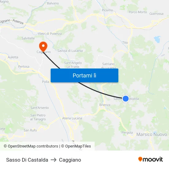 Sasso Di Castalda to Caggiano map