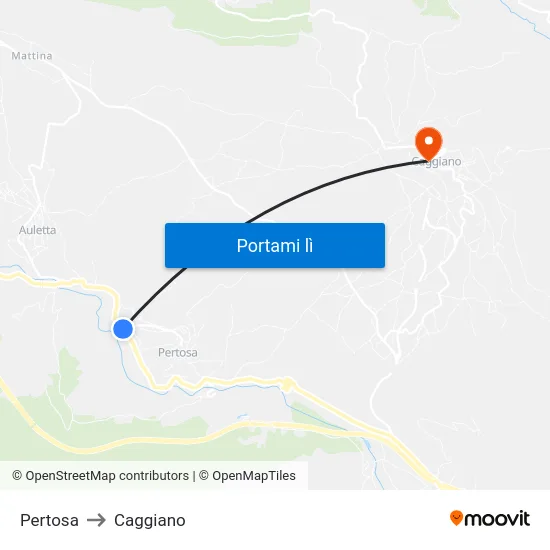 Pertosa to Caggiano map