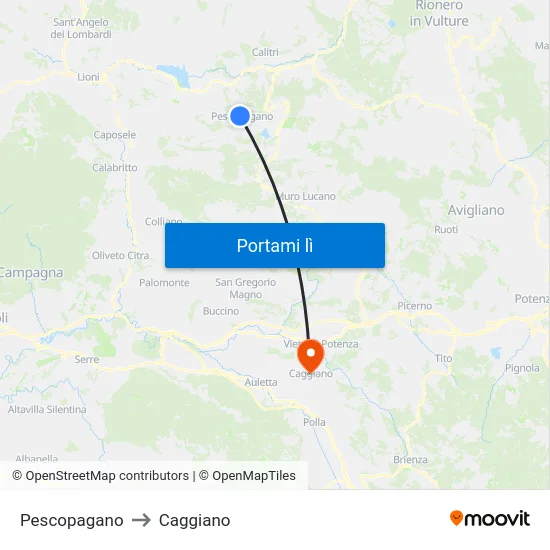 Pescopagano to Caggiano map