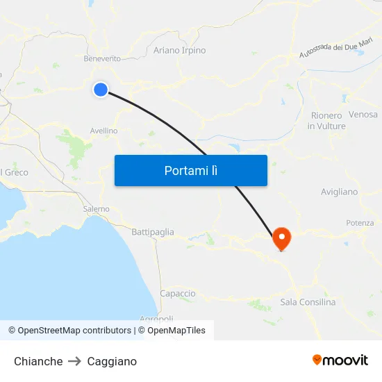 Chianche to Caggiano map