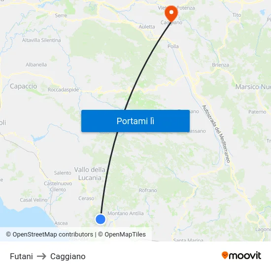 Futani to Caggiano map