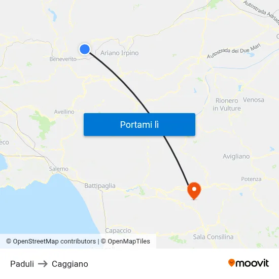 Paduli to Caggiano map
