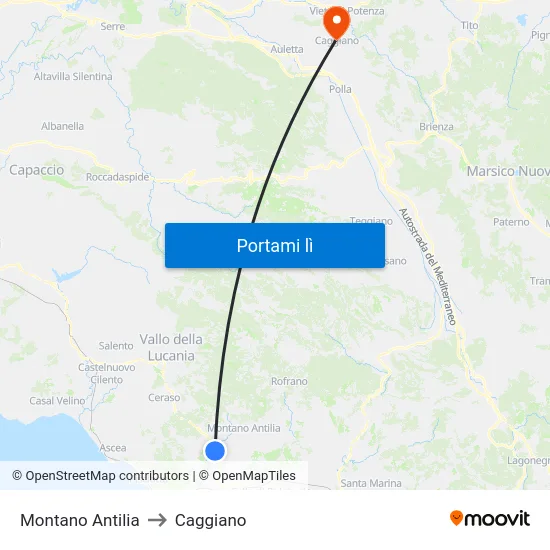 Montano Antilia to Caggiano map