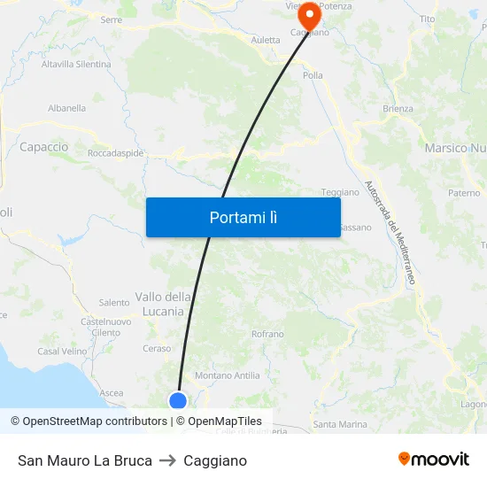 San Mauro La Bruca to Caggiano map