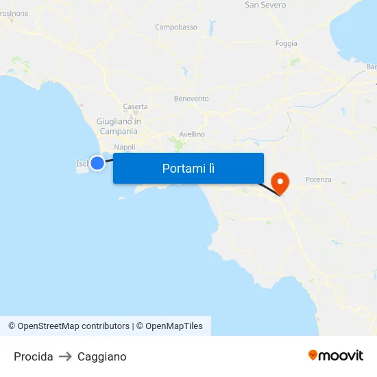 Procida to Caggiano map