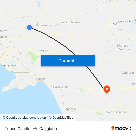 Tocco Caudio to Caggiano map