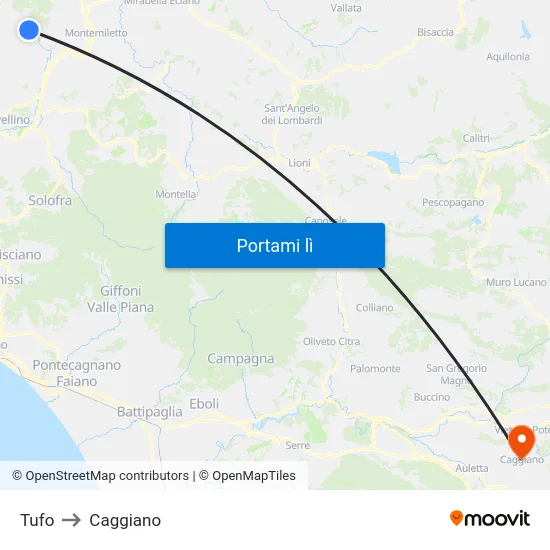 Tufo to Caggiano map