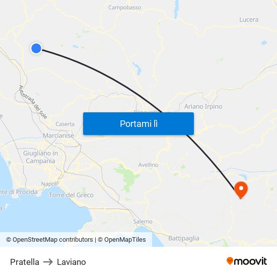 Pratella to Laviano map