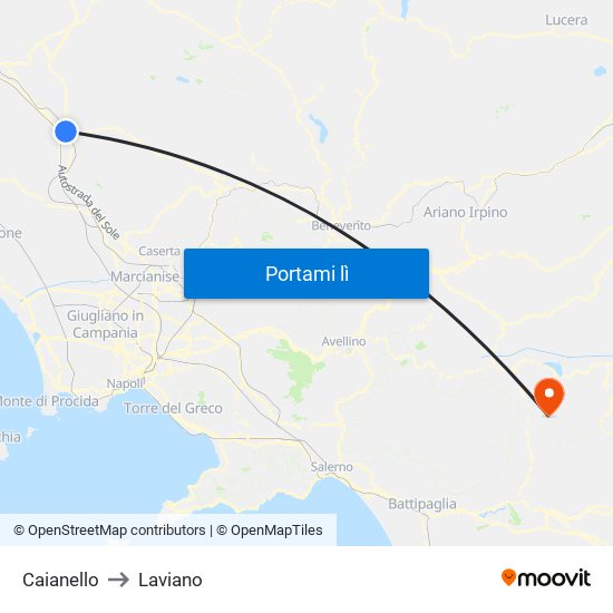 Caianello to Laviano map