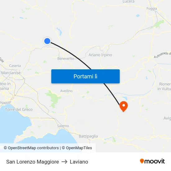 San Lorenzo Maggiore to Laviano map