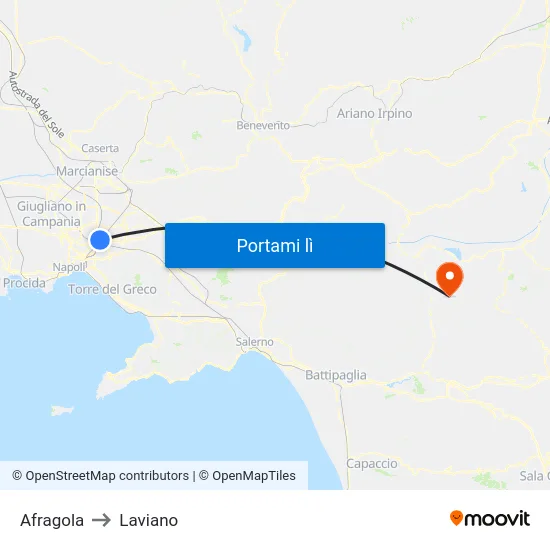 Afragola to Laviano map