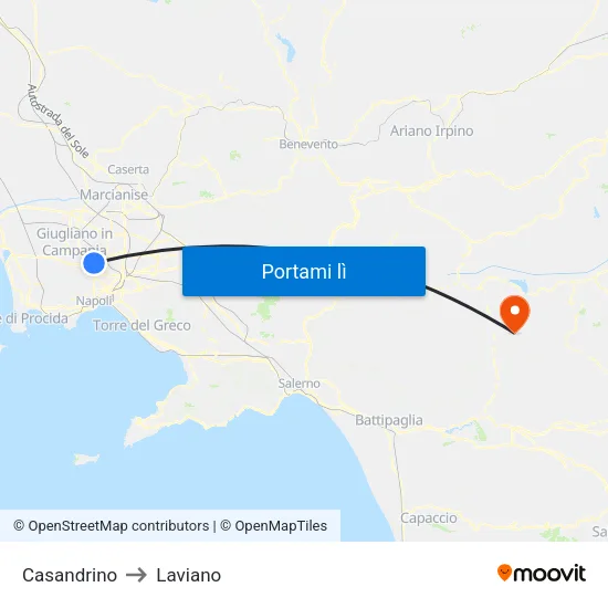 Casandrino to Laviano map