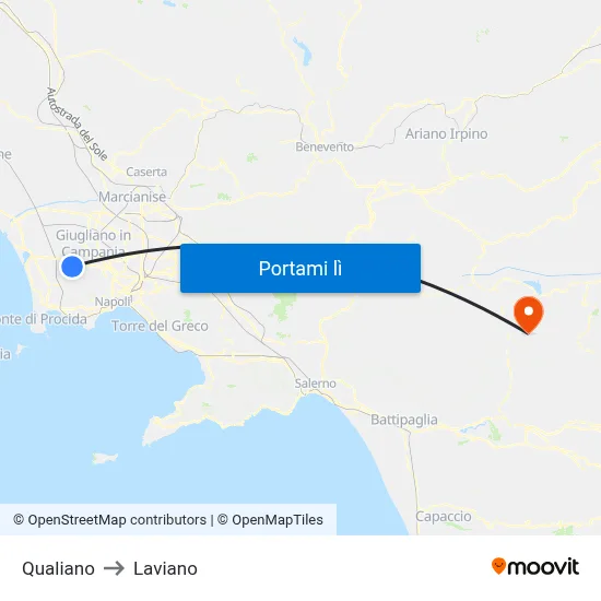 Qualiano to Laviano map