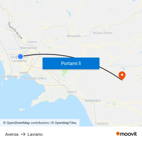 Aversa to Laviano map