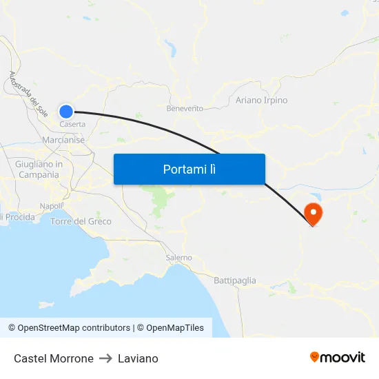 Castel Morrone to Laviano map