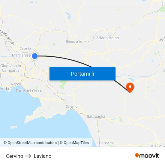 Cervino to Laviano map
